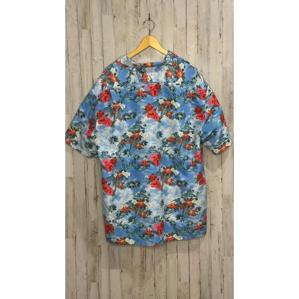 Tropical Storm‎ Men's 3XL Blue Floral Hawaiian Shirt Short Sleeve Casual